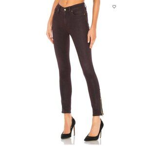 Hudson Barbara High Rise Burgundy Ankle Side Zip Jeans Size 27